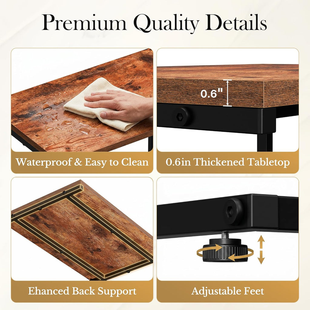 SUPER DEAL Nesting Tables Set of 3, Industrial C Shaped End Table Stackable Coffee Table Heavy Duty Metal Frame for Small Space, Living Room, Bedroom, Side Table Tray for Laptop Snack, Rustic Brown