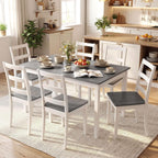 Giantex Dining Table for 4-6, 60" Rectangular Kitchen Table with Solid Rubber Wood Legs, Farmhouse Wooden Dinner Table for Dinette, Home Office, Living Room (Gray)