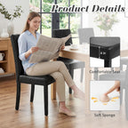 LSSPAID Dining Chairs Set of 6, Upholstered Leather Parsons Dining Room Chairs with Unique Tufted Back & Solid Wood Legs, Modern Armless Side Chairs for Kitchen Restaurant Home, Black