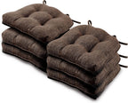 Basic Beyond Chair Cushions for Dining Chairs 6 Pack, Kitchen Chair Cushion with Ties and Non Slip Backing, 15.5 x 15.5 inches Tufted Chair Pads for Dining Chairs, Brown