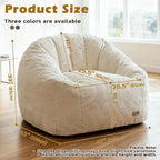 Giant Bean Bag Chair for Adults, Teens and Kids, Cozy Fluffy Corduroy Beanbag Chair with Filler, Large Floor Lounge Sofa for Living Room, Bedroom, Dorm, Gaming and Reading(XL-Ivory)