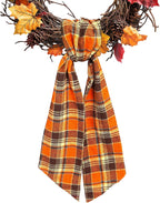 Autumn Buffalo Plaid Cotton Wreath Sash for Front Door Fall Wreaths Satin Sash Burlap Garland Ribbon Accessories for Fall Wreath Yard Doorway Indoor Outdoor Bow Home Decor,5.1 x 54.3