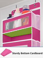 JARLINK Over The Door Organizer Storage, 5 Shelf Hanging Door Organizer with 5 Large Capacity Pockets, Anti Tilt 44 lb Load Behind Door Storage for Bedroom, Bathroom, Pantry, Nursery, Rose Pink