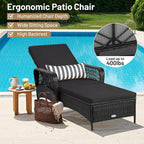 HAPPYGRILL Patio Chaise Lounge, Outdoor Rattan Wicker Recliner Chair with Thick Cushion, Lumbar Pillow, Adjustable Backrest for Garden Porch Lawn Poolside (1)