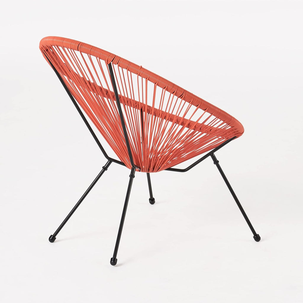Dancongtea Set of 2 Outdoor Wicker Chairs, PE Rattan Armchair with Steel Frame, Modern Woven Basket Chair for Patio Balcony Garden, Orange