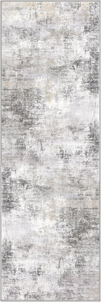 IOHOUZE Abstract Runner Rug 2x6 Ft Washable Runners for Hallways, Non Slip Kitchen Runner Printed Faux Wool Entryway Runner Indoor, Modern Abstract Floor Carpet for Hall Kitchen Bedroom, Grey Beige