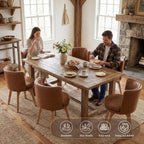 Swivel Dining Chairs Set of 2, 360° Rotating Kitchen Chairs with Solid Rubber Wood Legs, Upholstered Barrel Back Dining Room Seating for Modern Home/Kitchen - Bronw PU