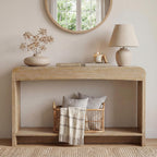 Farmhouse Entryway Table, 43.7" Console Tables for Entryway with Open Shelf, Sofa Table Behind Couch, Wooden Entry Table with Storage for Entrance, Living Room, Hallway, Natural