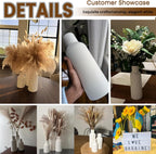 Black Ceramic Flower Vases Set of 3, Modern Matte Vertical Ribbed, Nordic Minimalist Decor for Pampas Grass, Dried & Fresh Flowers, Centerpiece for Living Room, Shelf, Entryway, Wedding