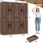 Unikito 71" Tall Kitchen Pantry Cabinet with Farmhouse Barn Doors and Storage Drawer, 8 Adjustable Shelves, Freestanding Cupboard for Dining Room, Living Room, Utility Room, Weathered Brown 2 Pack