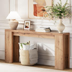 70.9 Inch Extra Long Console Table, Farmhouse Entryway Table with Thickened Base, Wood Sofa Table Behind Couch Table, Narrow Entryway Accent Table for Living Room, Hallway, Entrance, Foyer, Brown