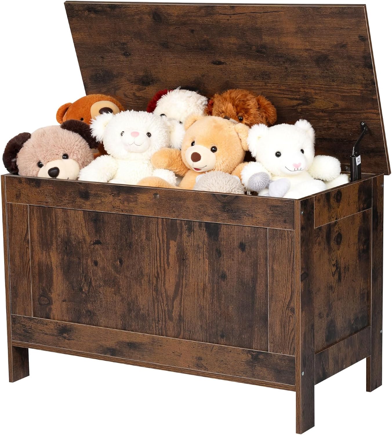 VEVOR Kids Storage Bench, Wooden Toy Box Chest, Large Storage Cabinet with Safety Hinge, Toddlers Retro Storage Bench for Playroom, Living Room or Entryway, 29.7 x 15.3 x 18.9 in, Easy Assembly, Brown