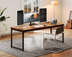 Coleshome 71 Inch Computer Desk with USB Ports, Large Office Desk, Long Study Student Writing Desk, Rustic Brown