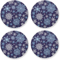4 Pieces Blue & White Snowflake Christmas Coasters Set, Non-slip Heat-Resistant Absorbent Drink Coaster with Cork Base, Round Cup Mat Pad for Kitchen Bar Cafe Deco, Perfect Housewarming Gifts 3.9" x 0