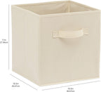 Amazon Basics Collapsible Fabric Storage Cubes Organizer with Handles, Sturdy Storage Bins for Organization, 10.5" x 10.5" x 11", Beige, 6-Pack