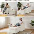 KISLOT Swivel Accent Chair with Ottoman, Rocking Recliner 360 Degree Swivel Armchair Machine-Washable Cover for Nursery Living Room Bedroom