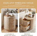 CIMOTA Modern Side Table with Storage, Small Wooden End Table Nightstand Bedside Table with Gold Knobs Bedroom Living Room, Light Wood Color
