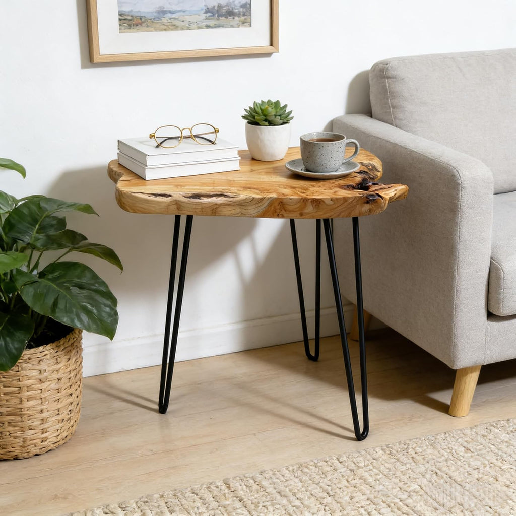 Live Edge Cedar End Table,Natural Wood Side Table,20" L x 14" W x 20" H Unique Desktop Nightstand Plant Stand for Living Room, Bedroom, Home, Office (20" L x 14" W x 20" H)