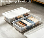 (2-Pack) 41 Quart Clear Plastic Underbed Storage Bin with Snap-On Lid Medium Rectangle Container for Home Organization, White