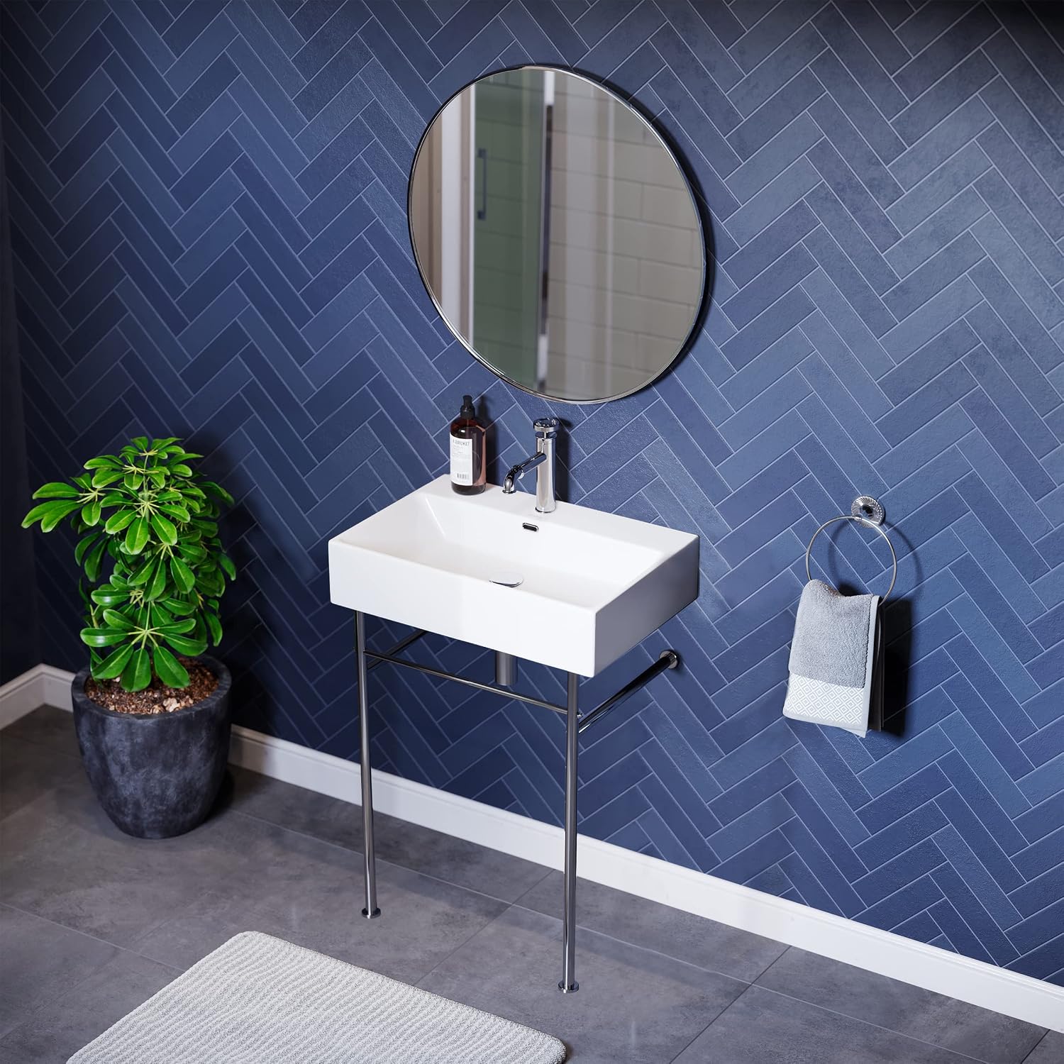 Swiss Madison Well Made Forever SM-CS711, Claire 24" Ceramic Console Sink In Glossy White Basin