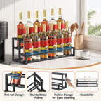 Expandable Coffee Syrup Organizer, Heavy Duty Syrup Rack Enlarged 6-12 Bottles Syrup Stand for Coffee Bar Accessories, Width Adjustable Space-Saving Storage Coffee Rack for Syrup, Wine
