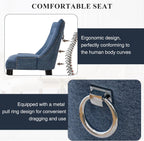 adochr Dining Chairs Set of 4, Upholstered Fabric Dining Room Chairs with Nailhead High Back & Ring Pull & Wooden Legs, Mid-Century Modern Kitchen Chairs for Restaurant, Living Room, Navy Blue