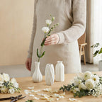 BEAHOT Ceramic Bud Vase Set of 12 - Glossy White Bud Vases: Unique Glazed Mini White Centerpiece for Flowers, Weddings, DIY Floral Decor - Boho & Modern Home Table Styling, Gift Ready