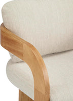 Christopher Knight Home Yorick Modern Dining Chair Set of 2 with Cushion, Solid Wood Dining Room Armchair Set, Curved Backrest Kitchen Side Chair, Living Room Comfy Extra Seat, Natural+Beige