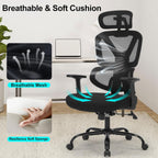 Ergonomic Office Chair, High Back Mesh Executive Desk Chair with Adjustable Height and Adjustable Armrests, Lumbar Support Swivel Task Computer Chair, 350LBS