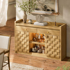 STO'SENSE 55" Sideboard Buffet Cabinet with Charging Station & LED Light, Coffee Bar Cabinet with Drawers, Pull-Out Shelf & Door Rack, Modern Storage Cabinet for Kitchen, Dining Room