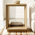 ModernMate End Table with Charging Station, 2-Tier Side Table with Open Storage, Wood Nightstand with USB Ports & Outlets, Modern Bedside Table for Bedroom Living Room, Easy Assembly, Natural Wood