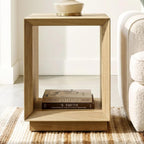 ModernMate End Table with Charging Station, 2-Tier Side Table with Open Storage, Wood Nightstand with USB Ports & Outlets, Modern Bedside Table for Bedroom Living Room, Easy Assembly, Natural Wood