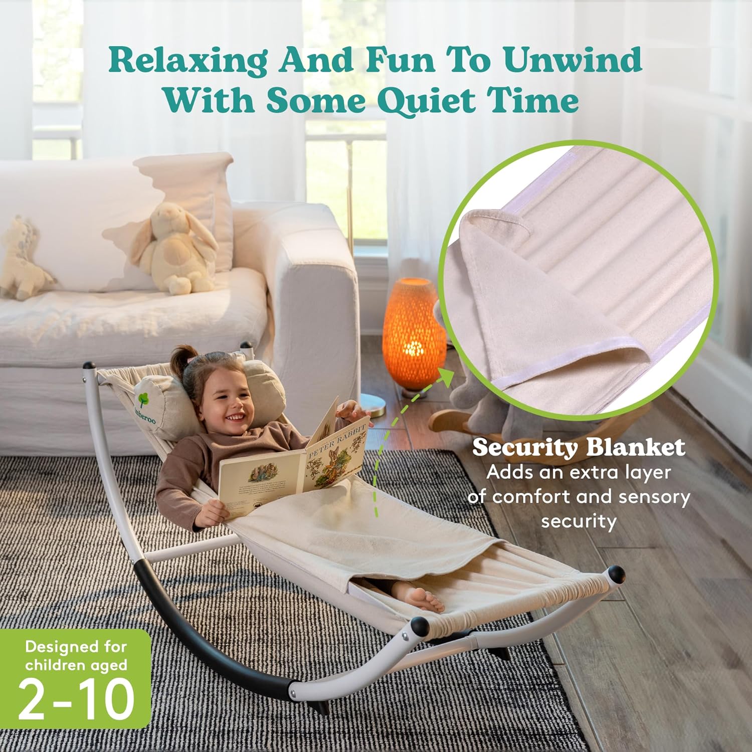 Kids Rocking Chair - Kids Recliner Chairs for Toddlers, Kids Chairs Comfy Toddlers Lounge Chair - Adjustable Pillow and Blanket for Sensory Comfort Included