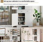 72 Inch Pantry Cabinet, Space-Saving Wood Kitchen Storage Cabinet with Drawer, Door Shelves & Adjustable Shelves, Modern White Cupboard for Dining Room Apartments