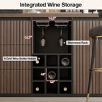 70.8 Inch Modern Multifunctional Kitchen Island Tabletop Home Bar with 3 Drawers, Wine Rack, Glass Cup Holder Adjustable Dividers for Kitchen Dining Room Family Party