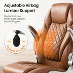 NEO CHAIR Executive Office Chair High Back Ergonomic Computer Desk Chair with Adjustable Lumbar Support Padded FILP-up Arms PU Leather Comfy Task Tilt Swivel for Home (Brown)