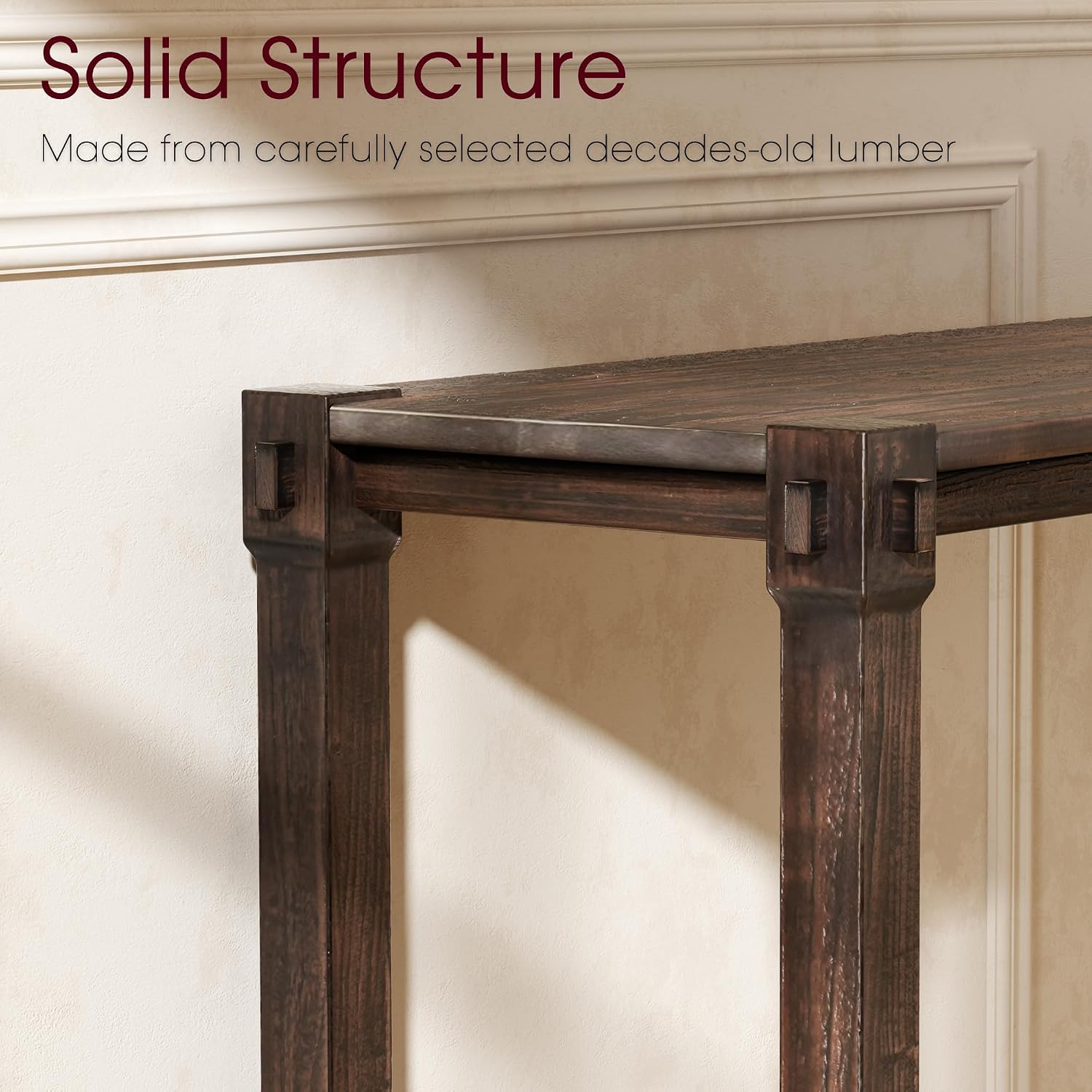 Vintage Aged Solid Wood Side Table Mortise and Tenon Construction Wear-Resistant Top Sturdy Legs Accent Table for Living Room Bedroom 20"×22"×22"