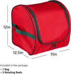 ZOBER Christmas Light Storage Reels - Christmas Light Organizer with 3 Plastic Wheels - 600D Oxford Fabric - Fits 200 Mini Lights per Spool, Lights Storage - Stitched Reinforced Handles - Red