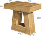 Tribesigns 24" Side Table, Narrow End Table with 2-Tier Storage Shelf, Farmhouse Wooden Nightstand Accent Table with Trapezoid Base for Living Room, Bedroom, Small Spaces, Natural Oak Color