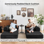 79" 5-in-1 Convertible Sofa Bed No Assembly, Boneless Couch Bed with High Density Foam, Foldable Sleeper Sofa, Corduroy Modular Couch for Apartment, Studio, Dorm Room, Small Space, Black