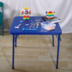Peekabu Kids Folding Square Table Collapsible Legs Card Table with Padded Tabletop Small Foldable Toddler Activity for Indoor Outdoor, 23.5" W X 23.5" D X 20.5" H, Blue