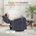 ANJ Swivel Rocker Recliner Chair Nursery Manual Glider Rocking Recliner Chairs for Adults, Fabric Rocking Chair Nursery, 360° Swivel Lazy Boy Recliner Chairs for Living Room, Slate Blue