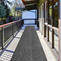 Runner Rug 2 ft x 6 ft Indoor/Outdoor Low Profile, Hallway, Kitchen, Patio, Deck Area, RV, Entryway, Garage, with Non-Slip Rubber Backing, Gray with Black Stripe, Custom