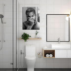 Framed Funny Bathroom Canvas Wall Art Set of 2 - Black and White Vintage Comedy Movies Posters, Funny Toilet Humour Smell Wall Decor Prints for Bathroom Decor 12x16in