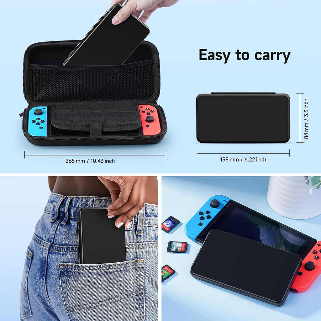 JINGDU 24-Slot Switch Game Card Case Compatible with Nintendo Switch Games & micro SD Cards, Portable Games Holder Organizer Suitable for Switch, NS2/NS/Lite/OLED Game Cards, Black