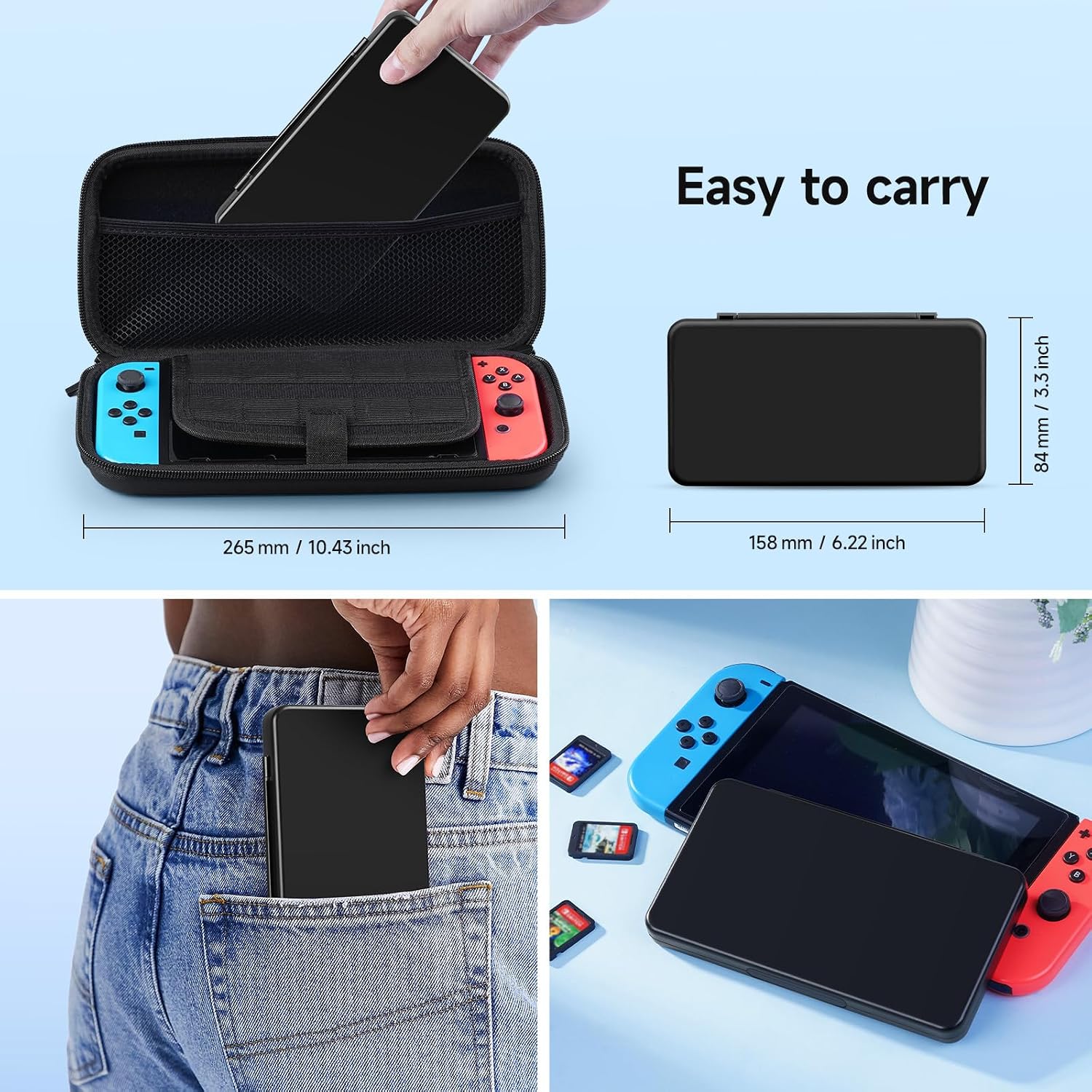 JINGDU 24-Slot Switch Game Card Case Compatible with Nintendo Switch Games & micro SD Cards, Portable Games Holder Organizer Suitable for Switch, NS2/NS/Lite/OLED Game Cards, Black