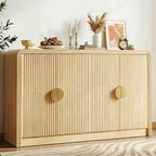 Decofy 55" Sideboard Buffet Cabinet, Mid Century Modern Console Cabinet with Wavy Grain Doors & Adjustable Shelves for Kitchen Buffet Cabinet, Living Room, Entryway, Coffee Bar Cabinet (Natural Oak)