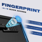 1.5 Cub Biometric Safe Box with Fireproof Bag, Quick-Access Fingerprint with Keys, Digital Keyboard, Type-C Port, Dual Alarm System Safety Box for Home, Office, Hotel Use(Black)