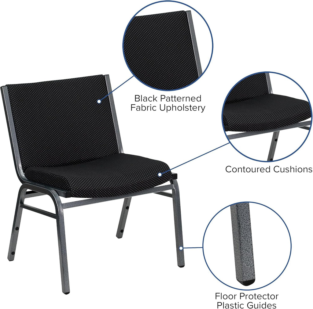 Rated Black Fabric Stack Chair with Ganging Bracket