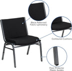 Rated Black Fabric Stack Chair with Ganging Bracket